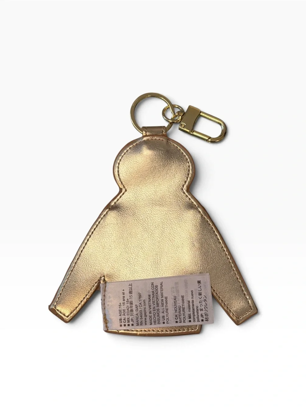 GAP Metallic Gold Hoodie Keychain Bag Charm Lip Balm Pouch Faux Leather